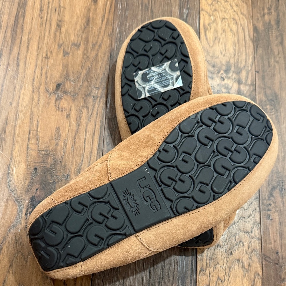 UGG Plush Men's Tan Suede Slip-Ons - Picture 4 of 5